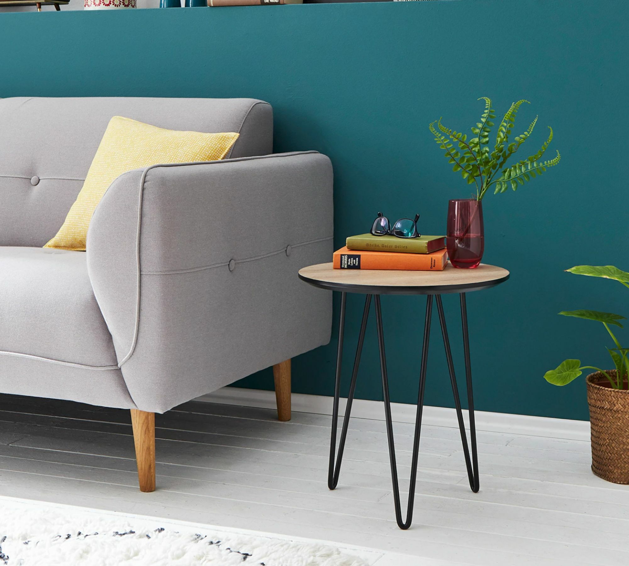 Round side table Oak decor Brown Black 9