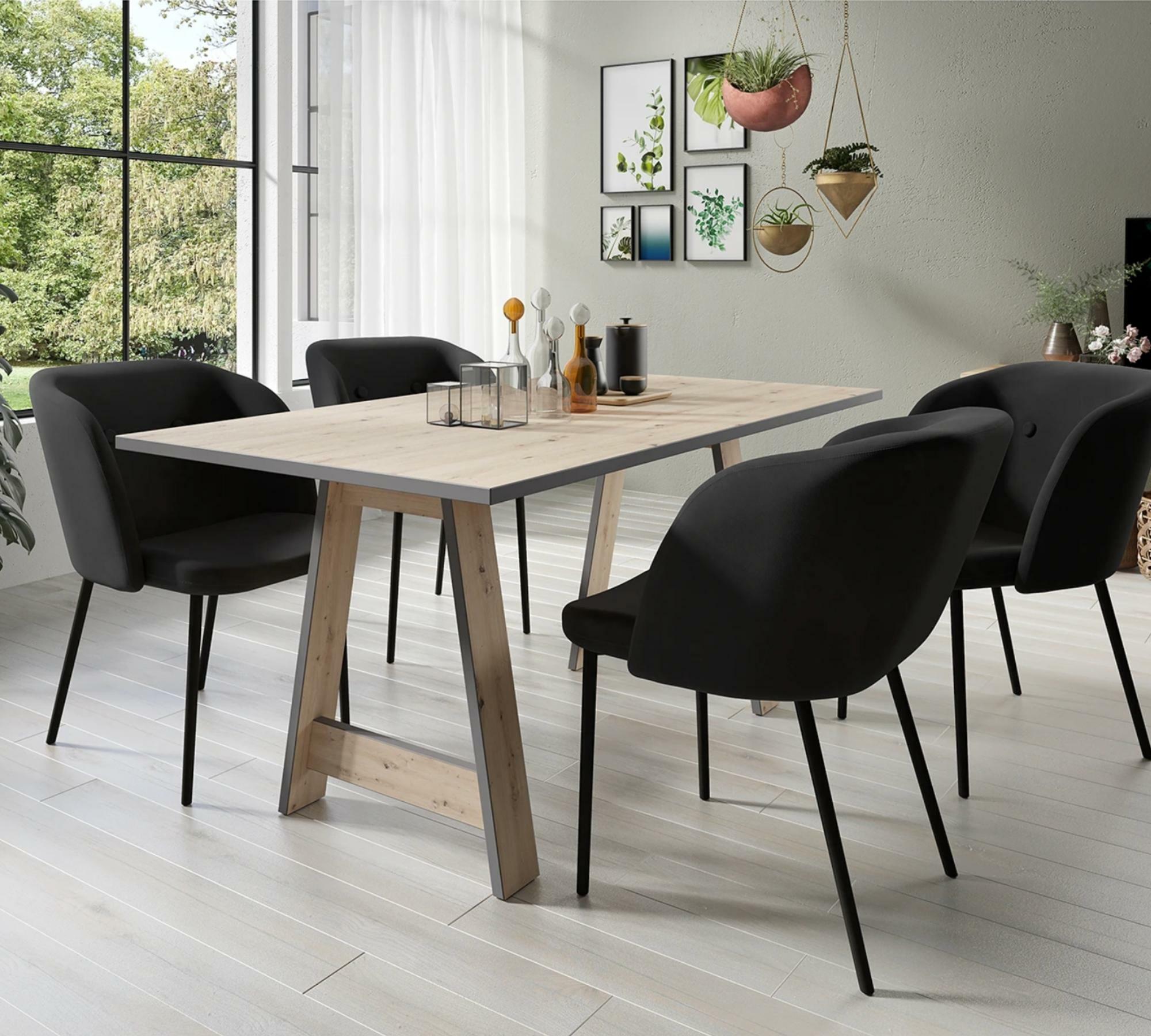 2x Esszimmertisch Samt Schwarz 5