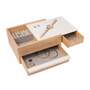 Schmuckkasten Gummibaumholz Stahl Beige Weiß 3