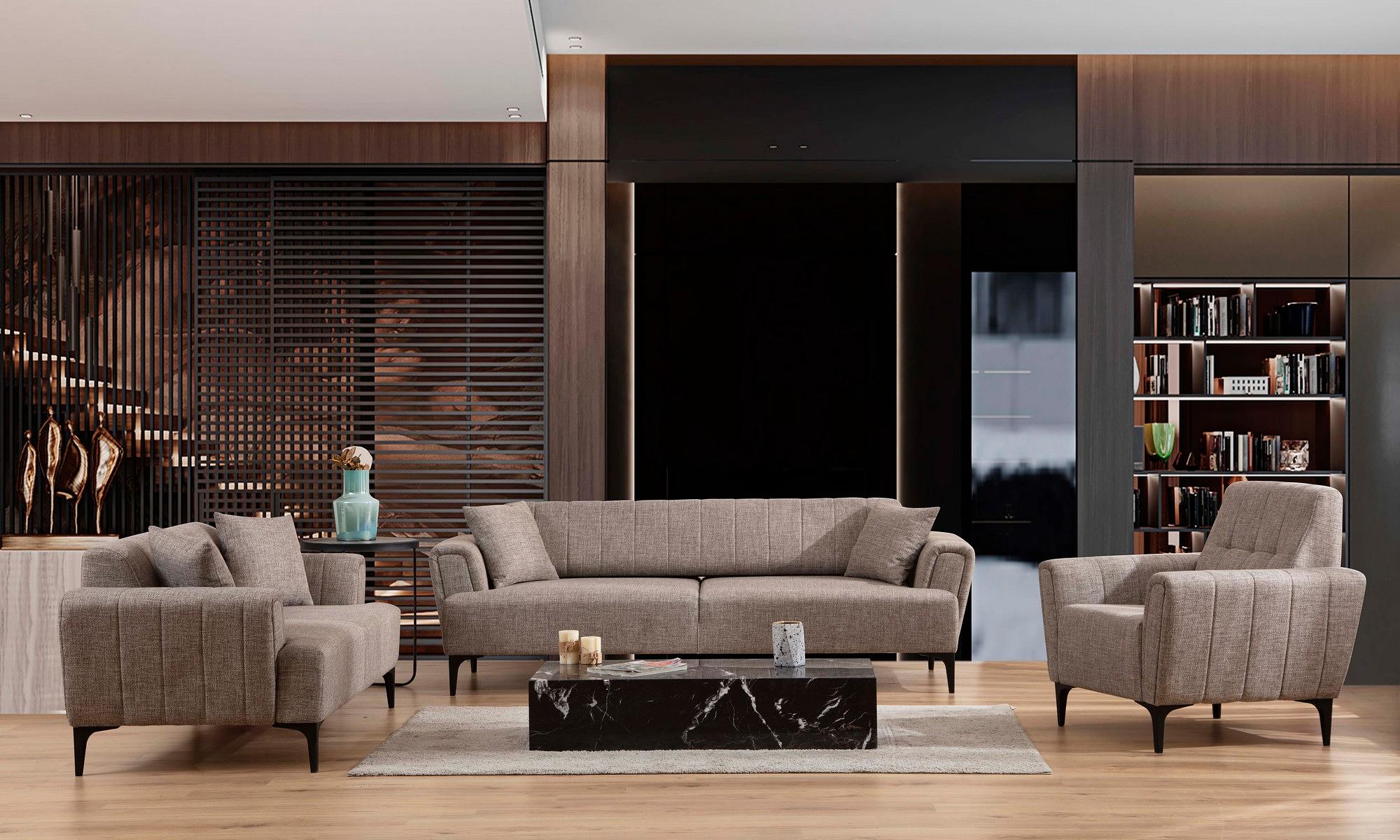 Hamlet 3-seater sofa bed light brown 1