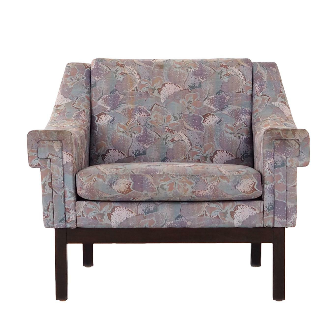 Vintage armchair beech wood textile violet 1960s 0