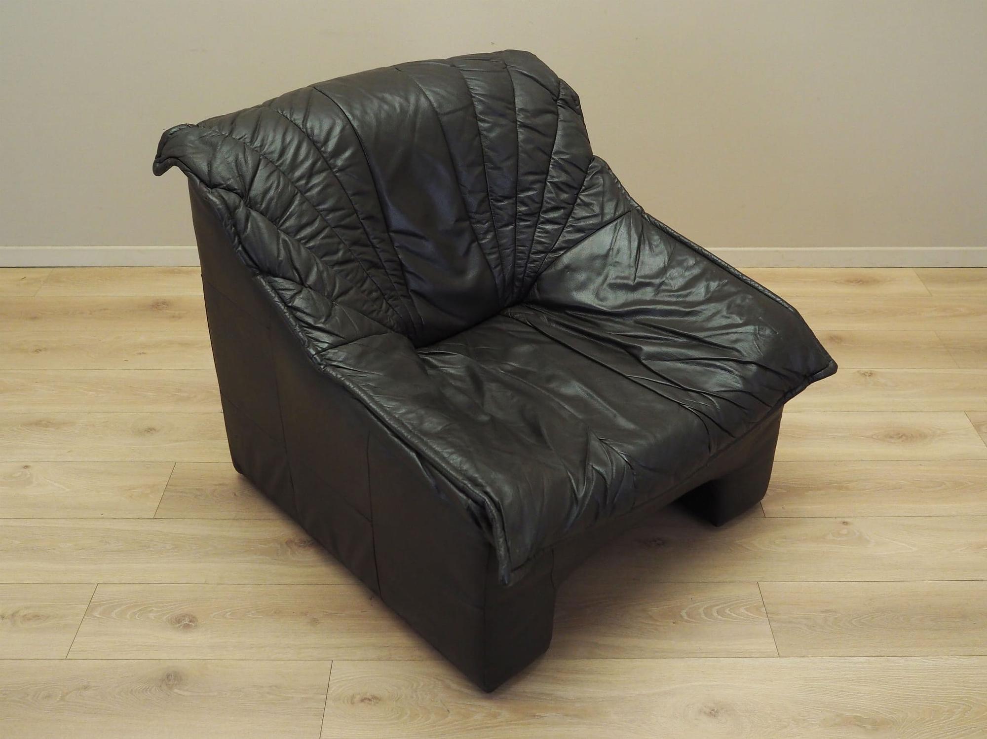 Armchair Leather Black 1960s 9