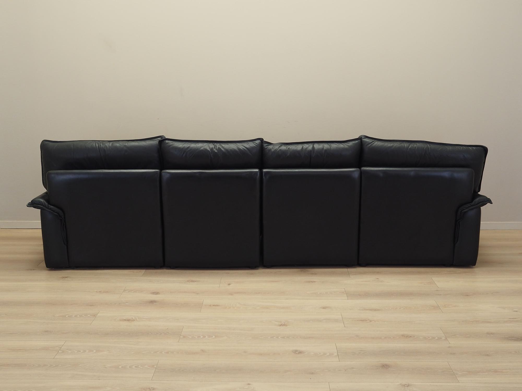 Modular sofa leather black 1960s 12