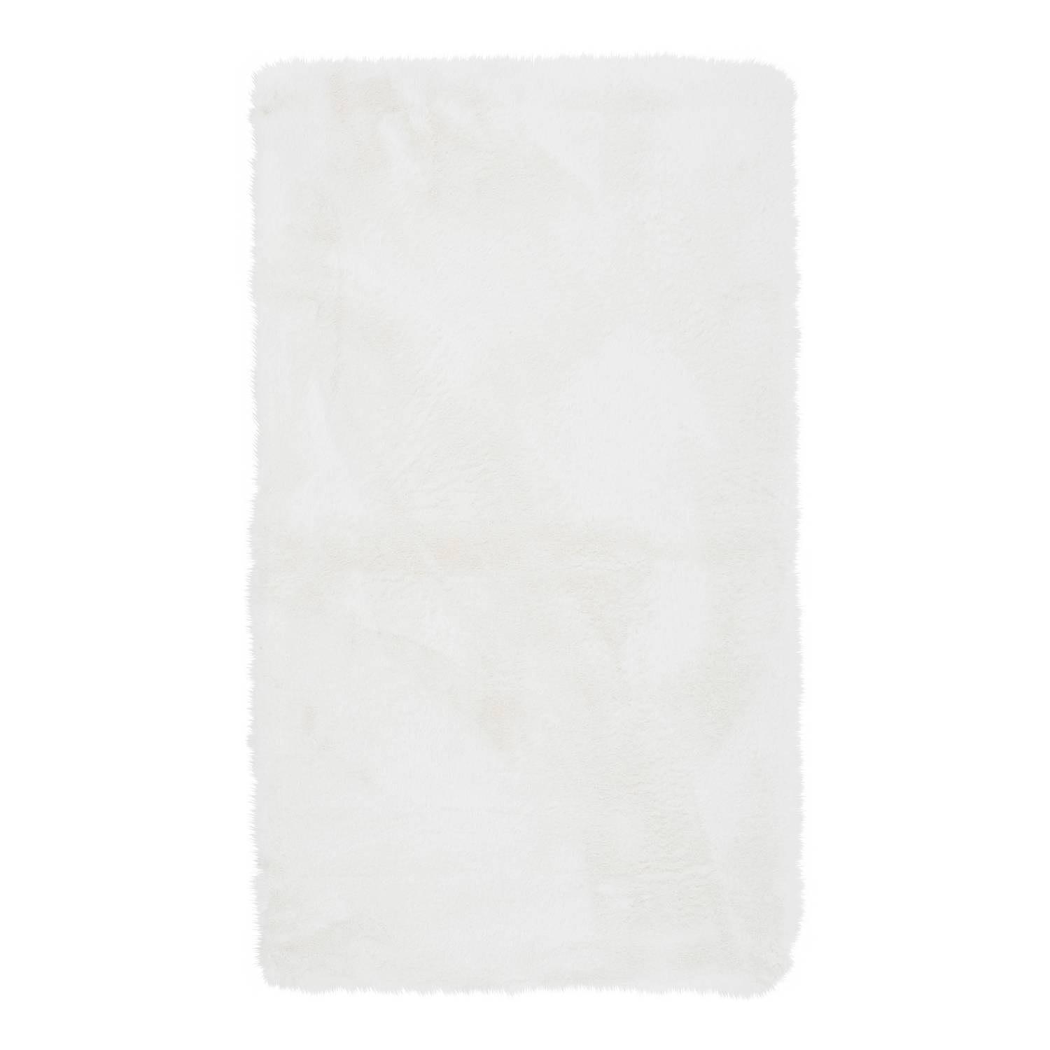 High-pile rug Sara I Polyester White 70 x 160 cm 0