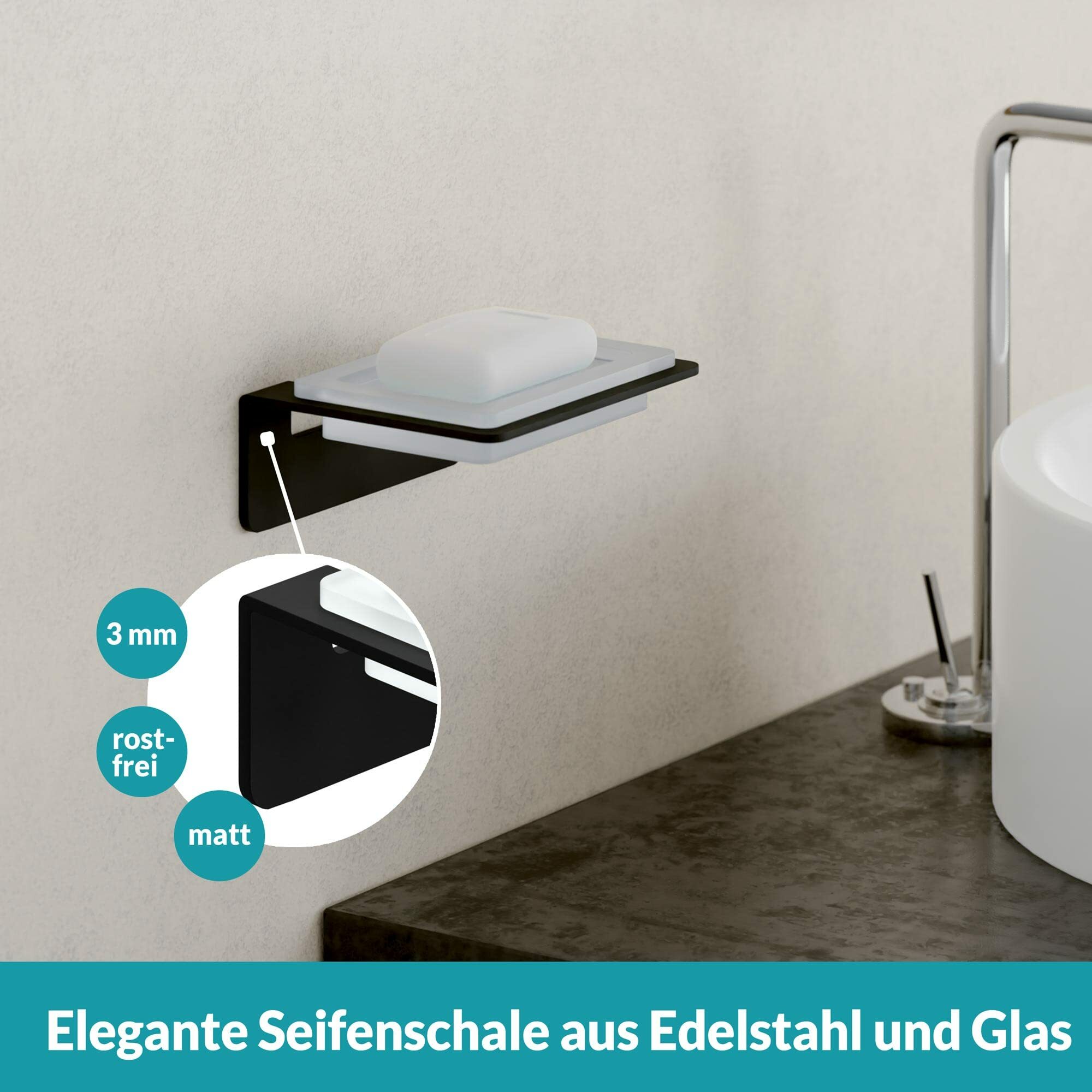 Seifenschale Edelstahl Glas Silber  8