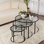 3x Aurum Coffee Table Set Black Grey Ø80cm Ø60cm Ø42cm 1