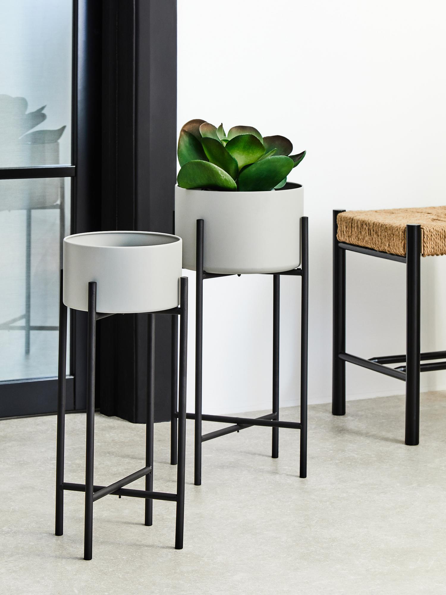 Trosa Kleine Boden-Blumenkübel Grau Schwarz 0