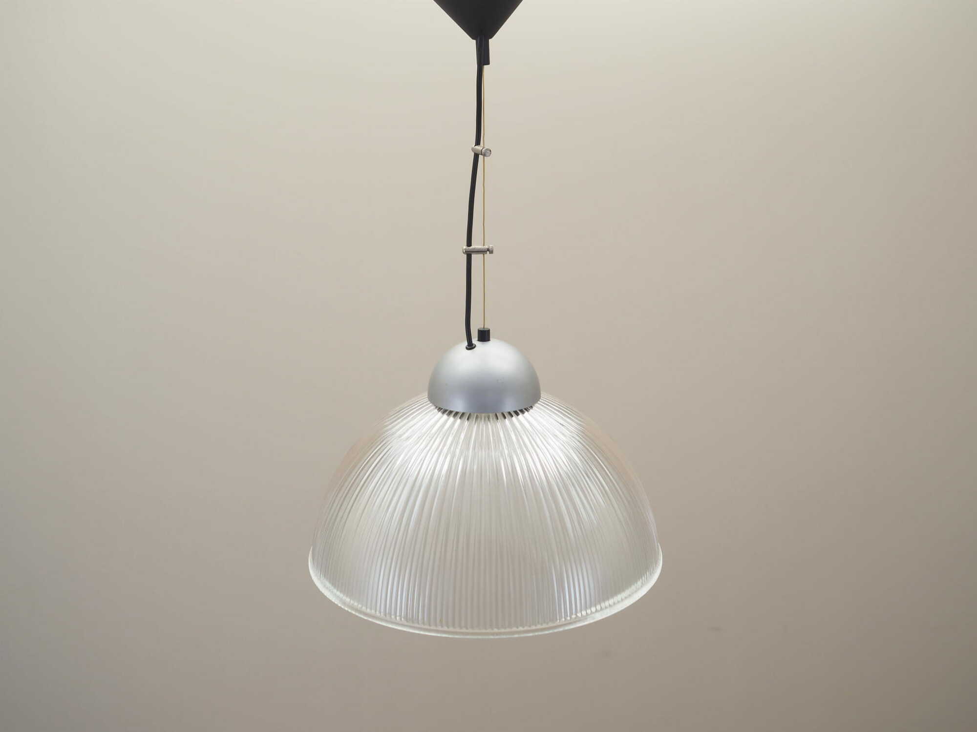 Vintage pendant lamp glass plastic grey 1970s 1