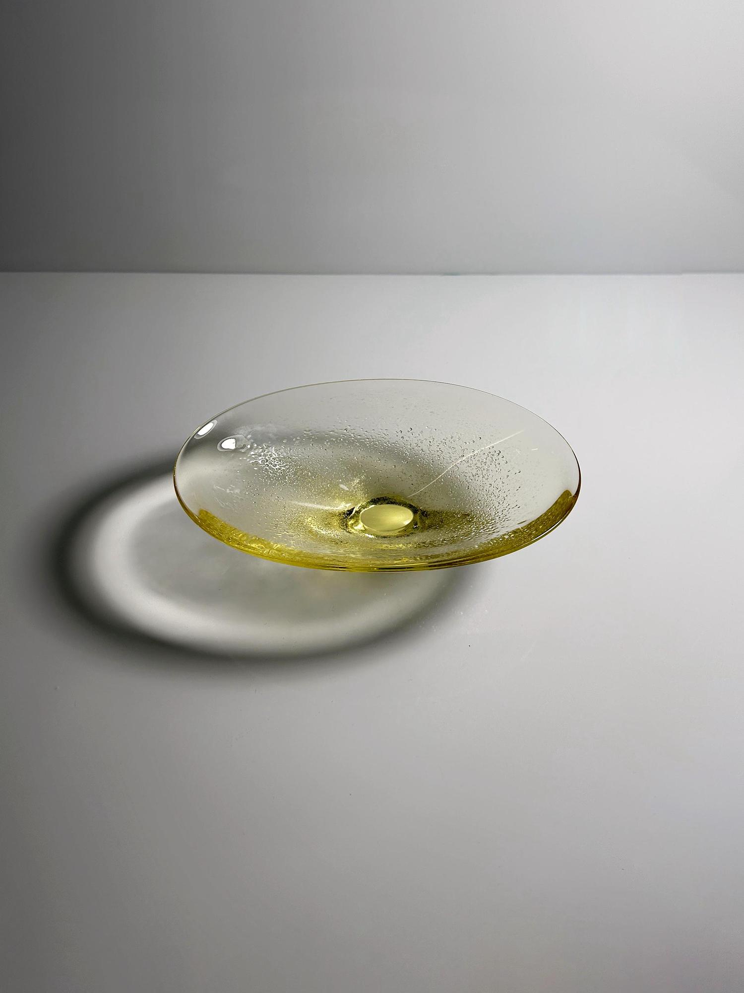 Vintage Schale Glas Gelb 1960er Jahre 1
