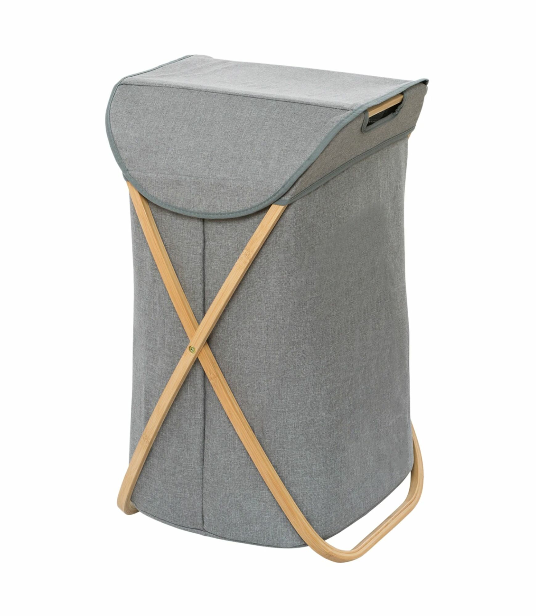 Wäschekorb Bambus Textil Grau 0