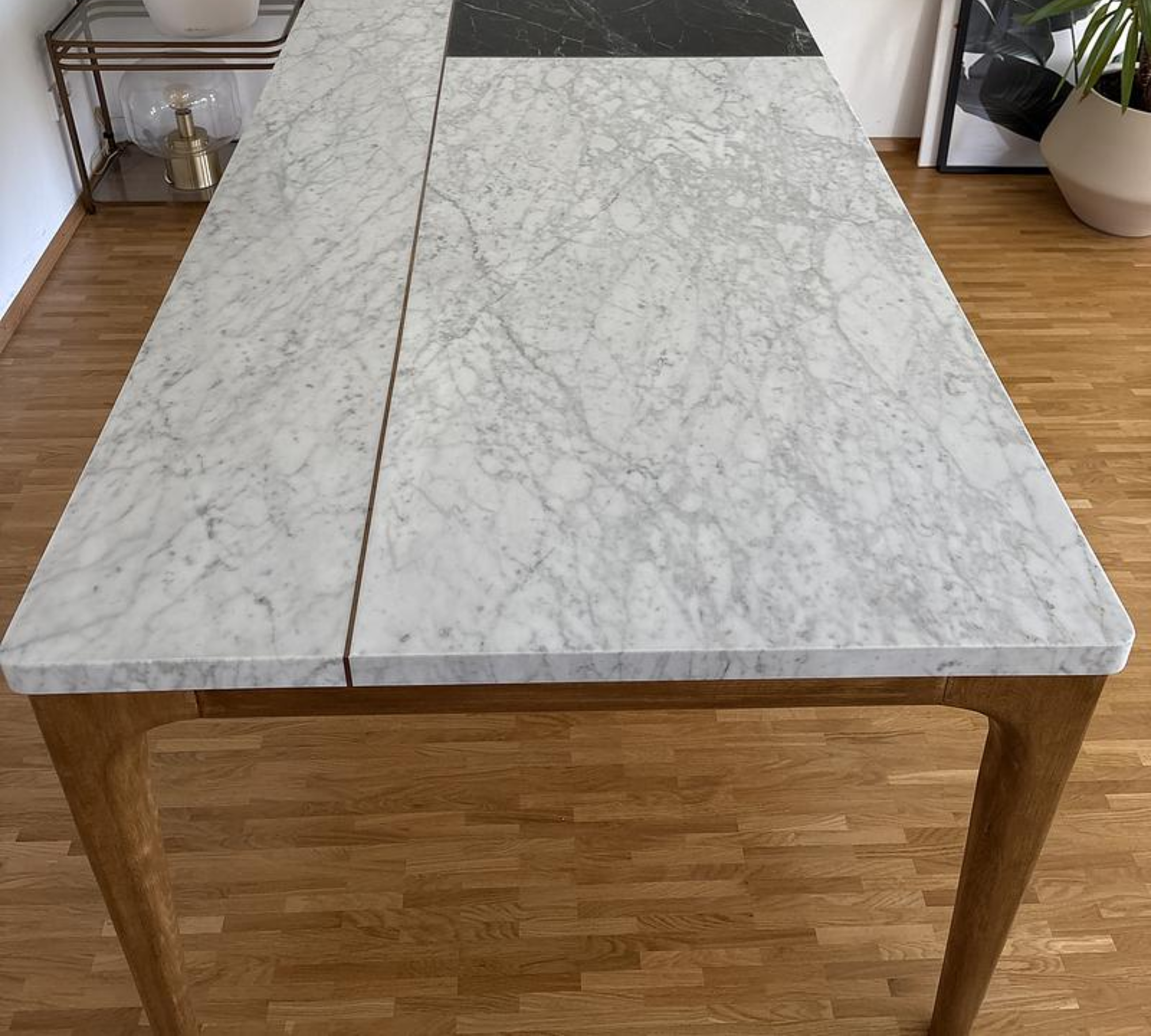 Rechteckiger Tisch Marmor Eichenholz 6