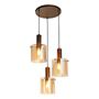 Pendant lamp 3-light Steel Glass Brown 1
