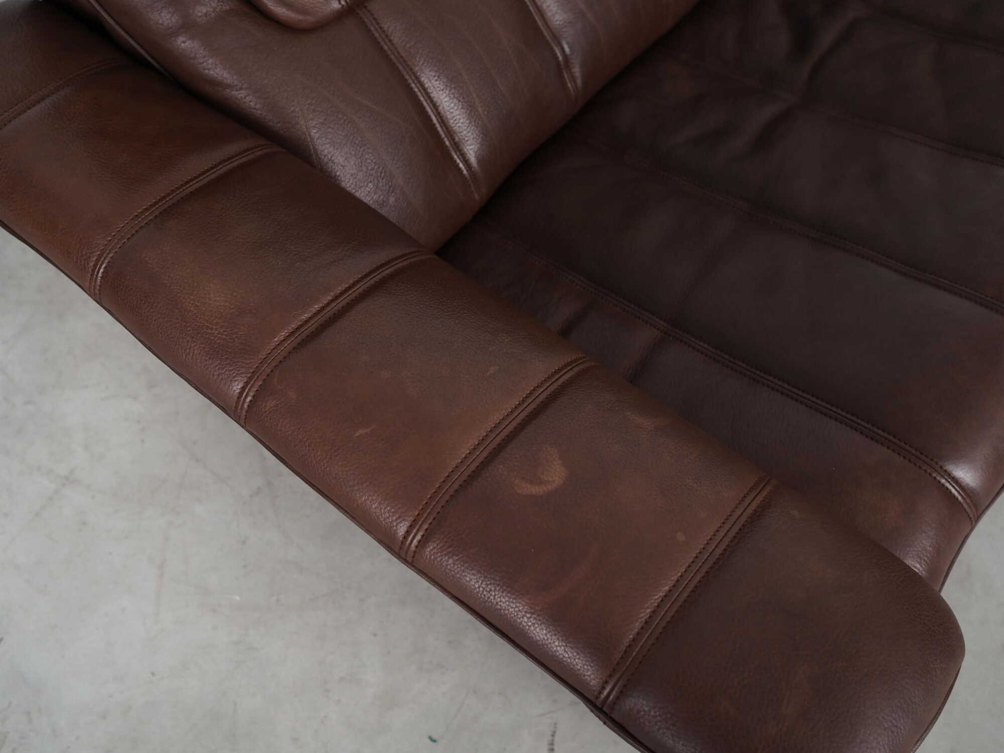 Sofa Leather Brown 1970s 6