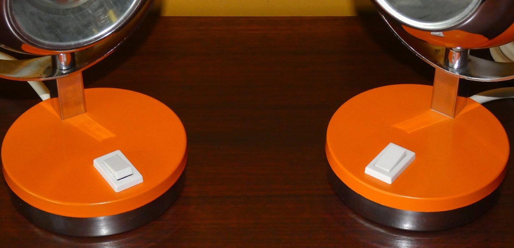 Eyeball Lampen 2er Set Orange 1970er Jahre 7