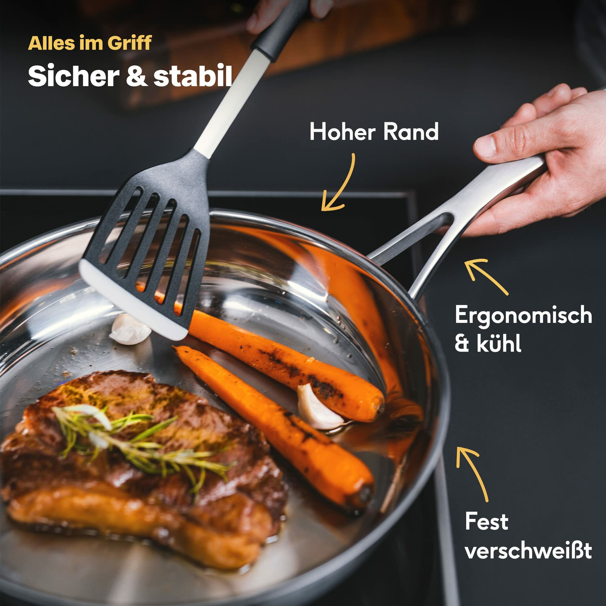 Pfanne Unbeschichtet Edelstahl Silber Ø 28 cm 3