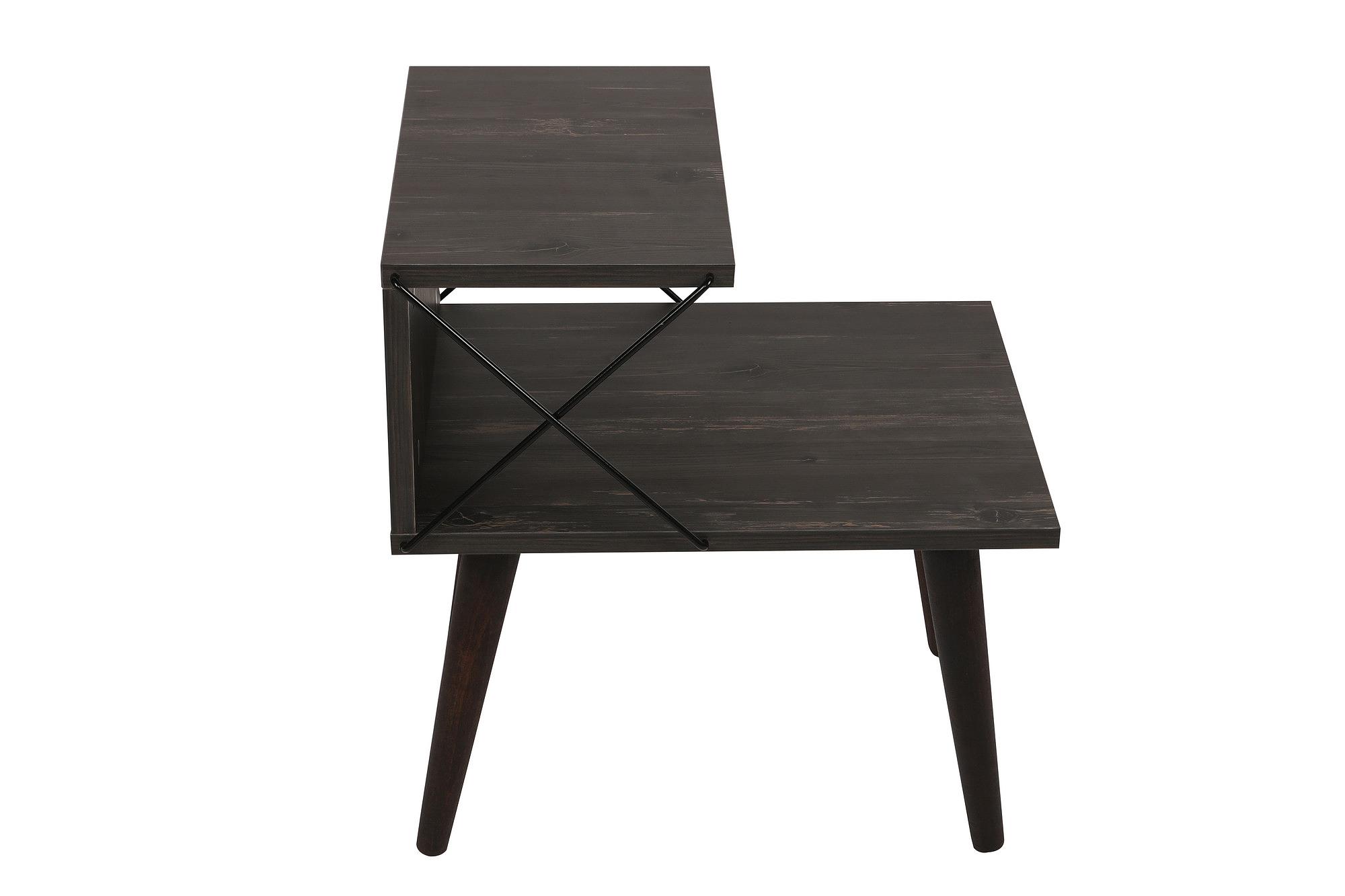 Cross Nightstand Wood Veneer Dark Brown 6