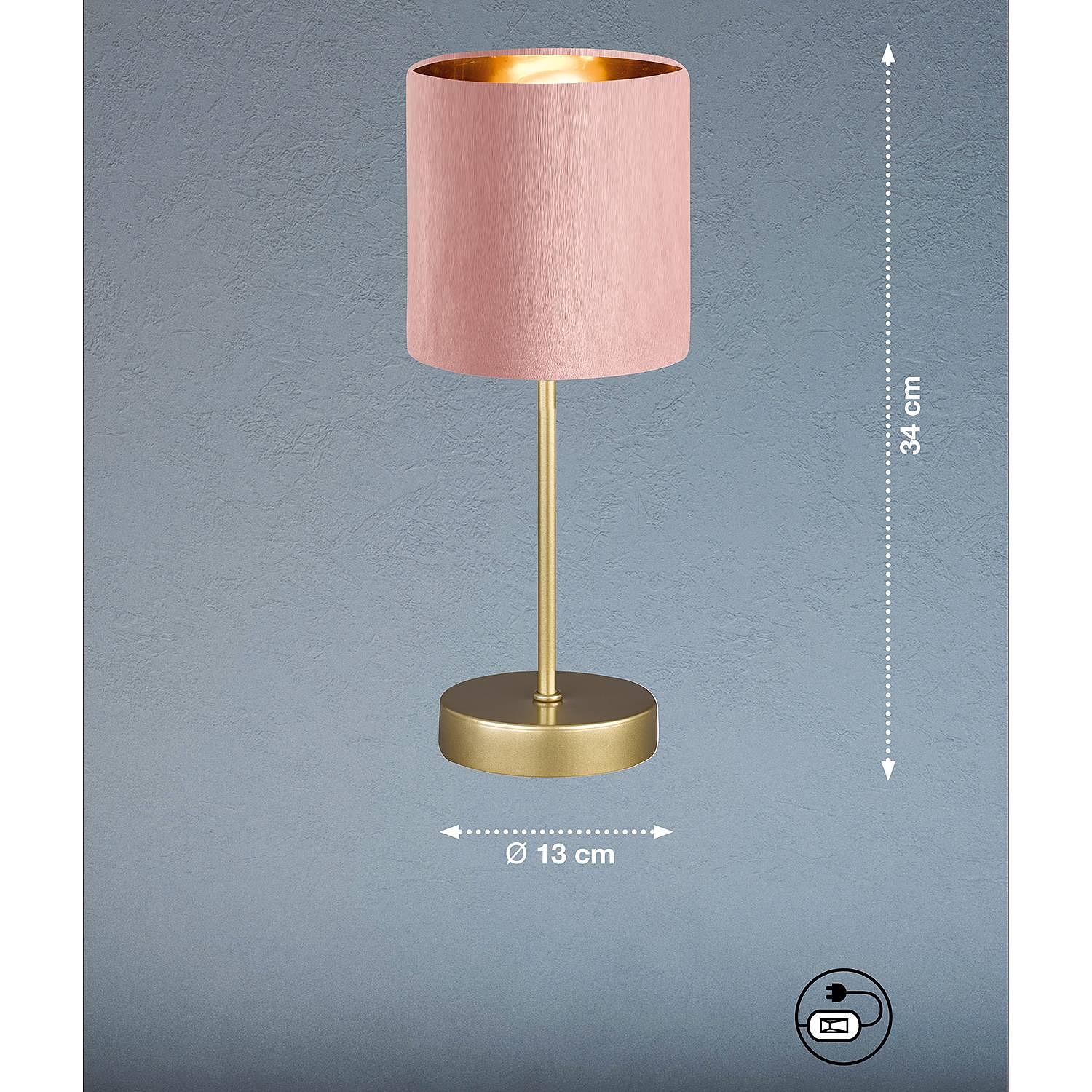 Tischleuchte Aura Samt Eisen Rosa 1
