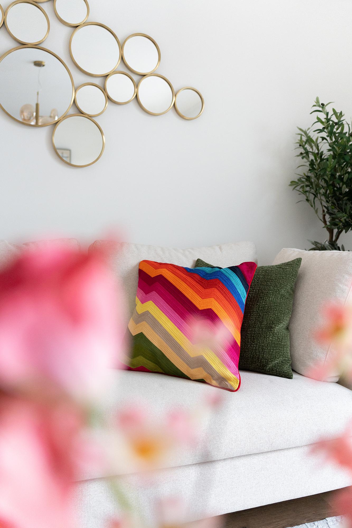 Artistic Zig Zag Dekokissen Mehrfarbig Baumwolle 3