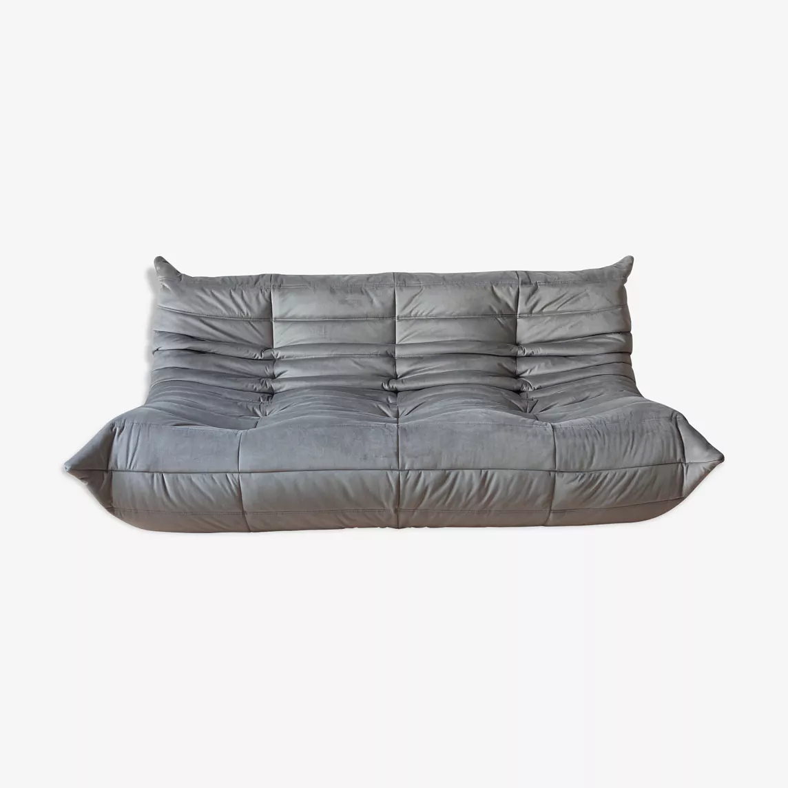 Togo Sofa 3-Sitzer, 2-Sitzer &amp; Ottoman Samt Silbergrau 0