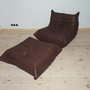 Togo armchair and ottoman set Madras leather brown 1