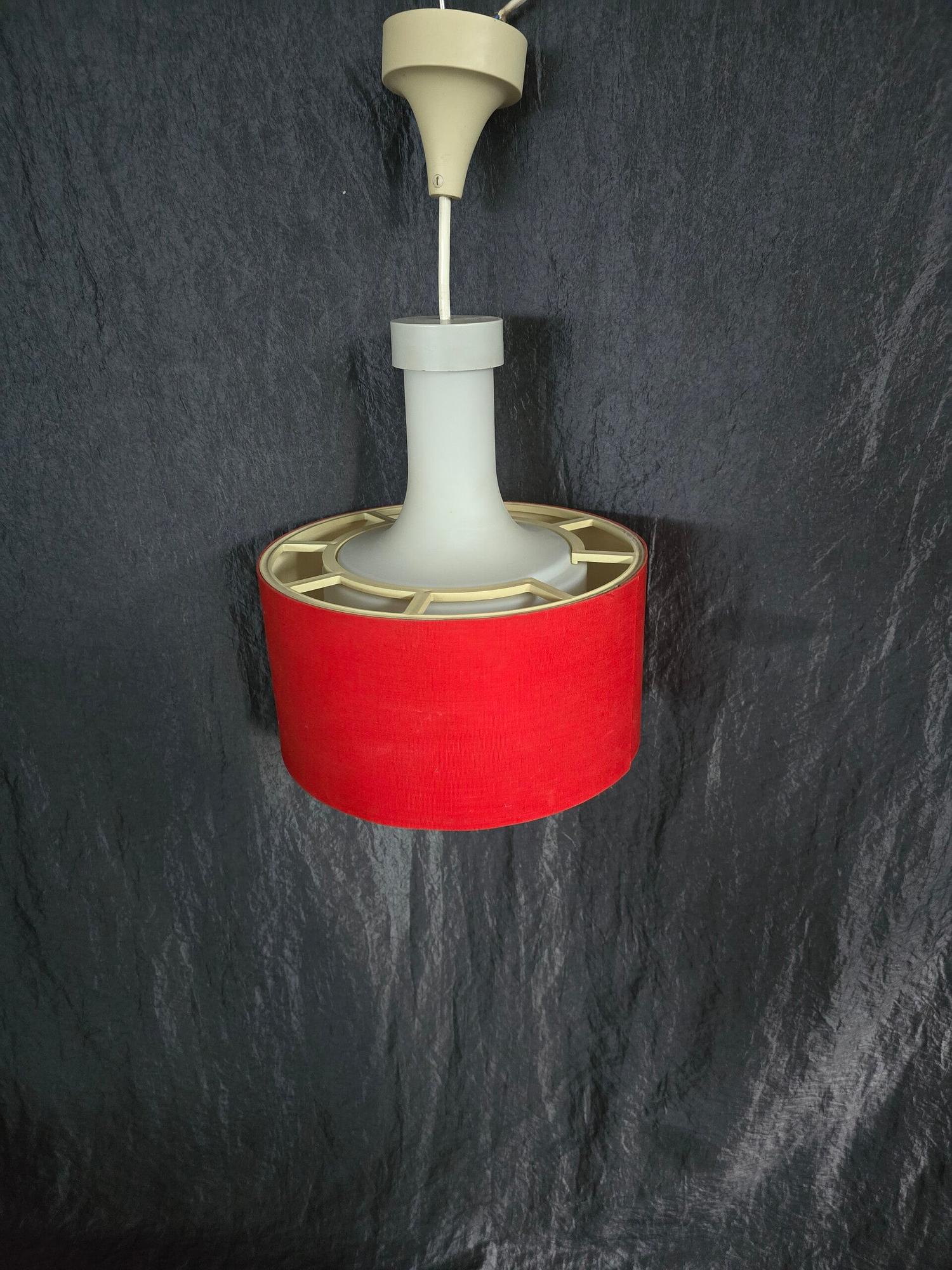 Hängelampe Kaiser 70er Jahre Weiß Glas Messing Vintage 1