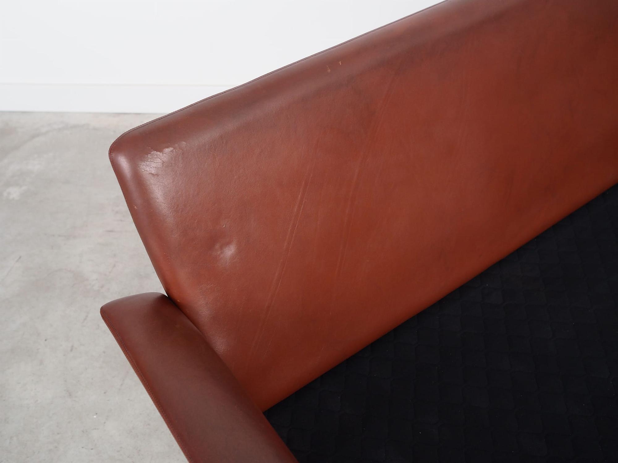 Sofa Leather Brown 1960s 14