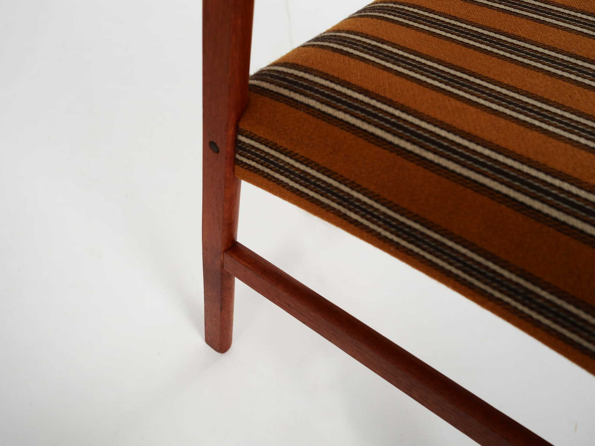 6x Vintage Chair Teak Wood Textile Brown 1970s 7
