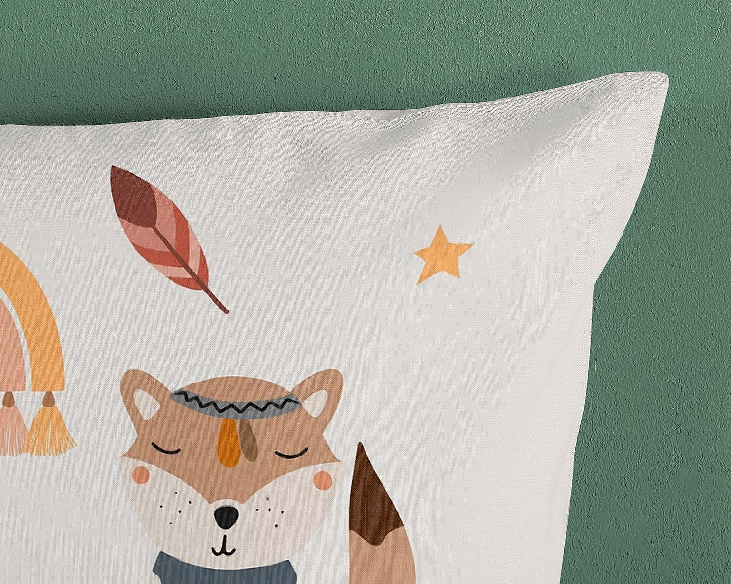 Kinderbettwäsche Eule und Fuchs Baumwolle Mehrfarbig 4