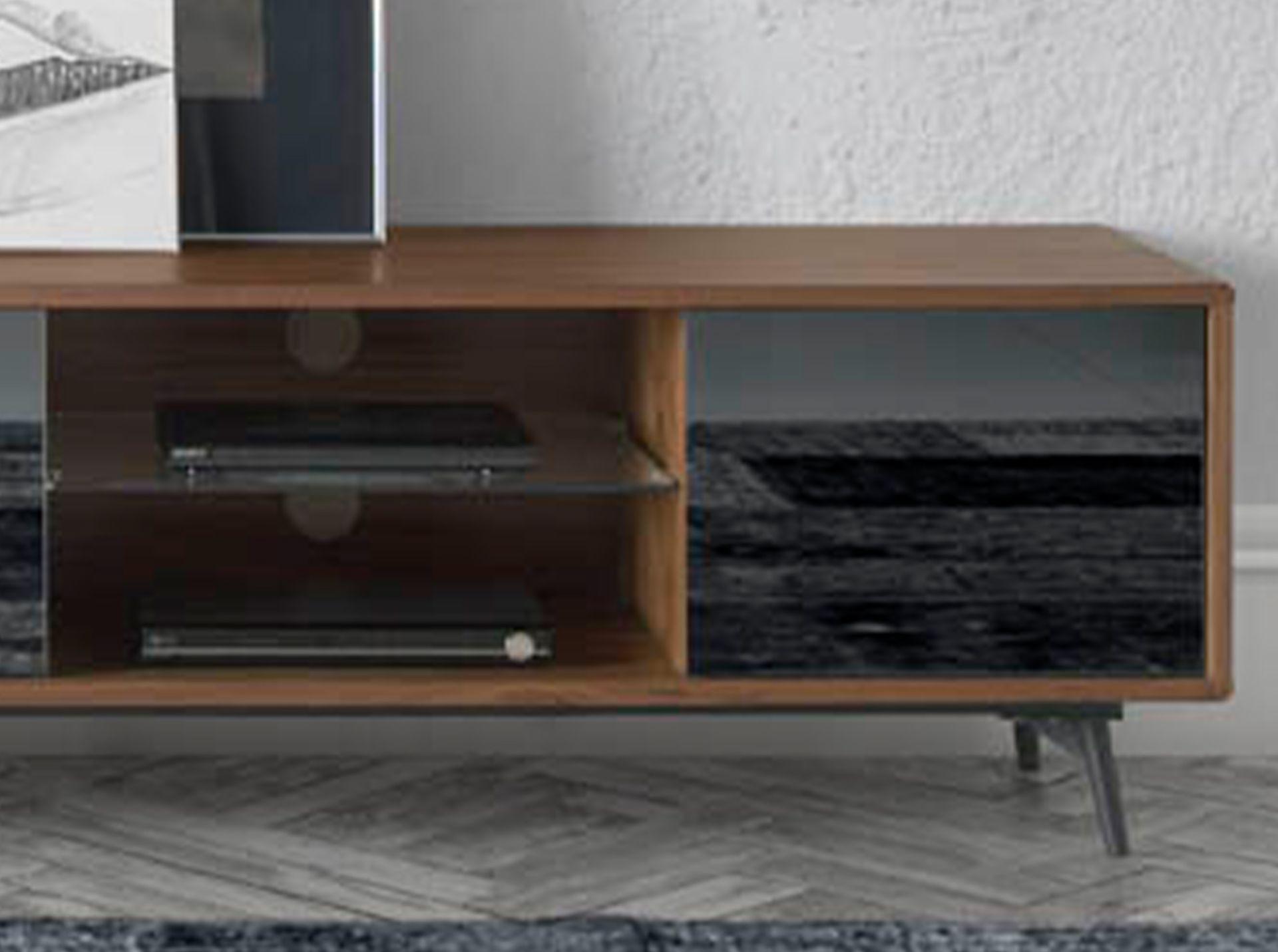 Lowboard Walnut wood Glass Steel Black 4