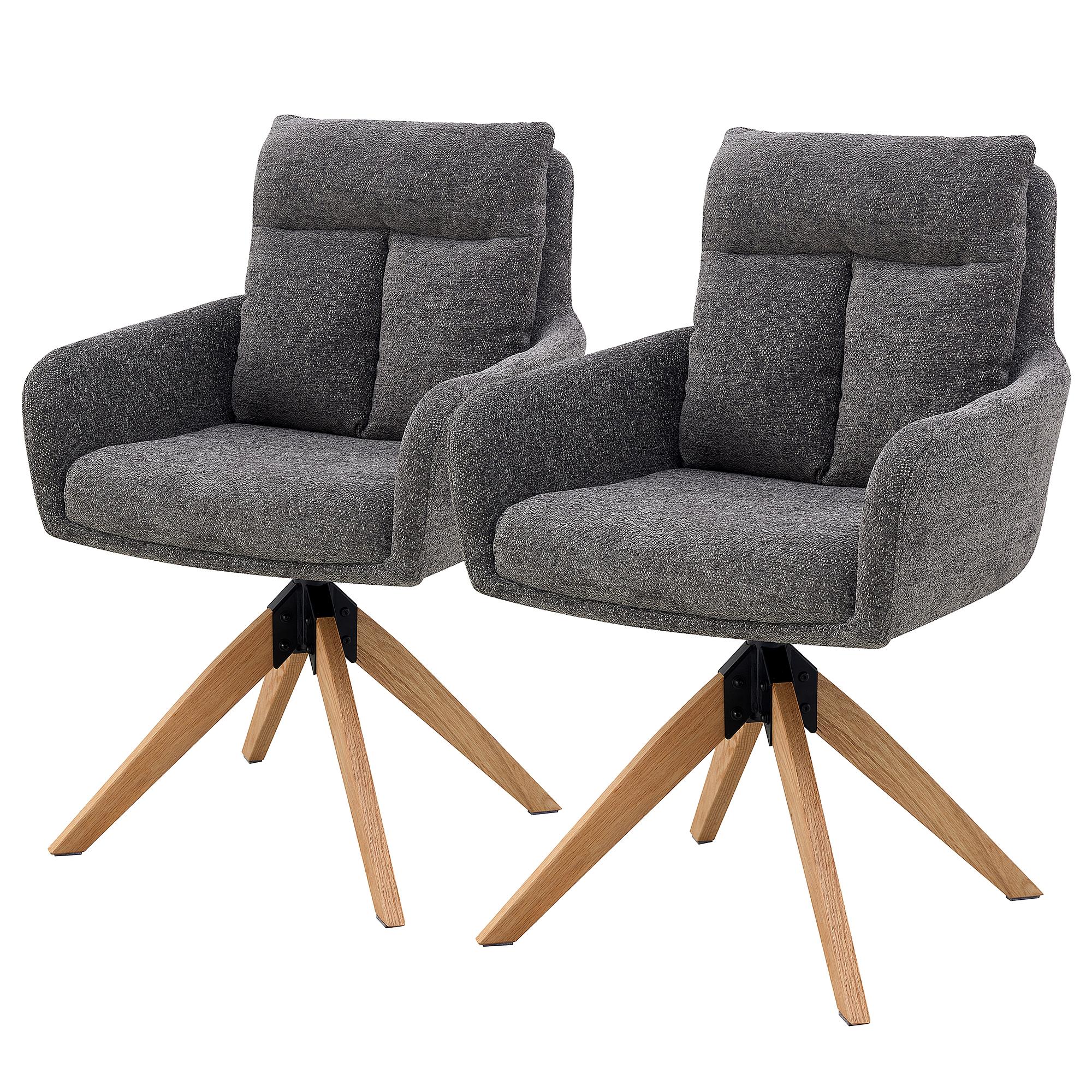 Swivel Armchair LOVIK Set of 2 Grey 0