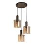 Pendant lamp 3-light Steel Glass Brown 2