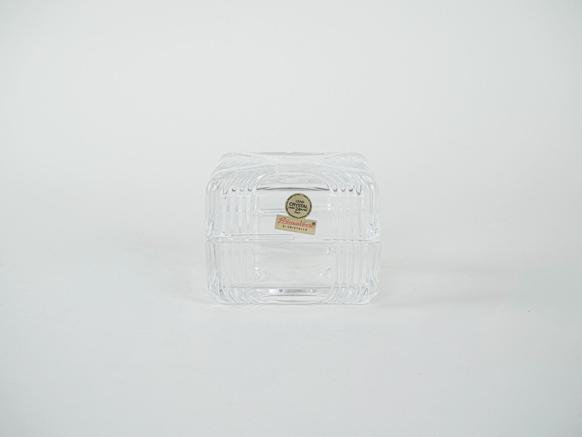 Crystal box lead glass transparent 1970s 2
