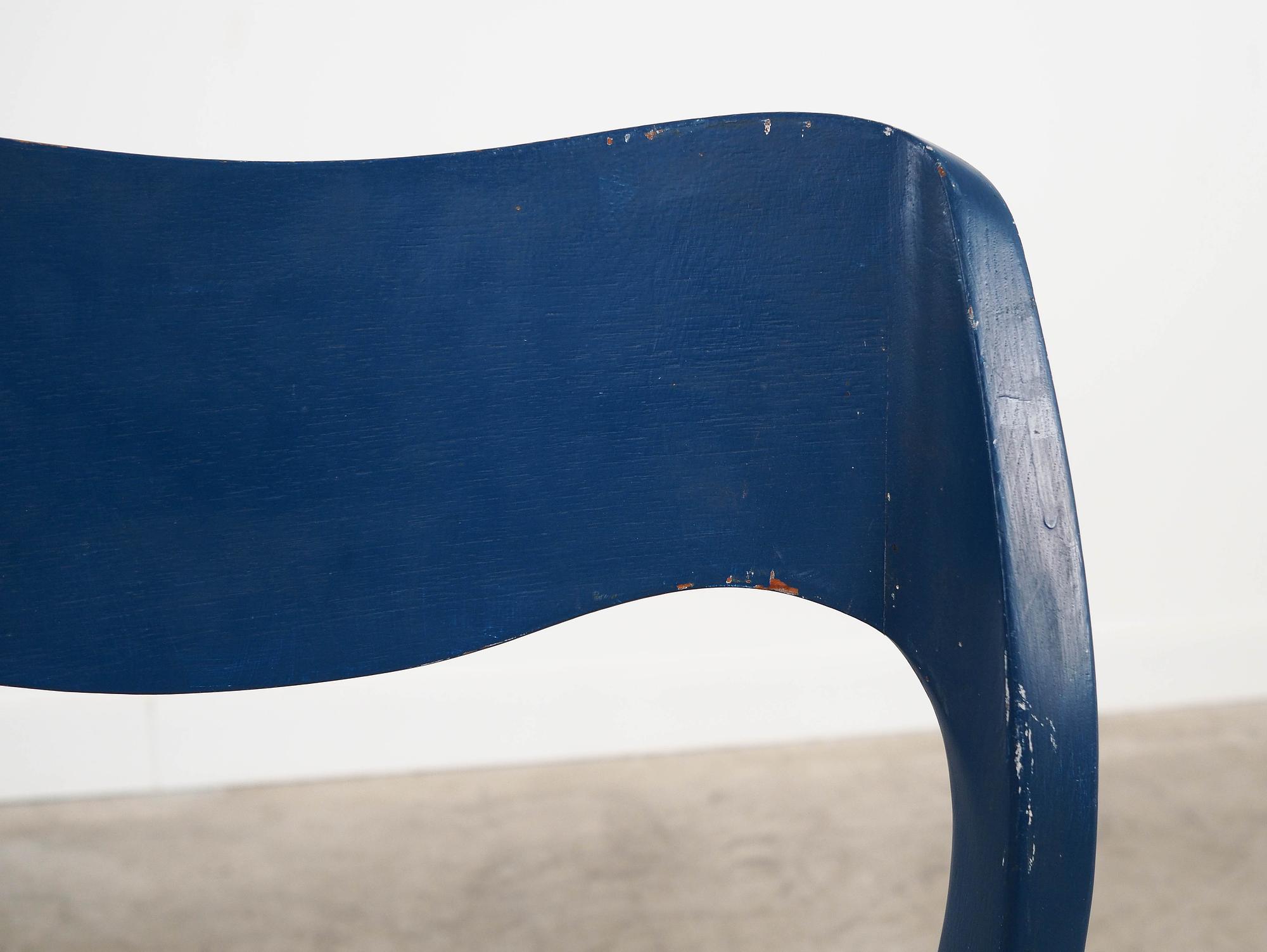 Blue Teak Chair 1960s 12
