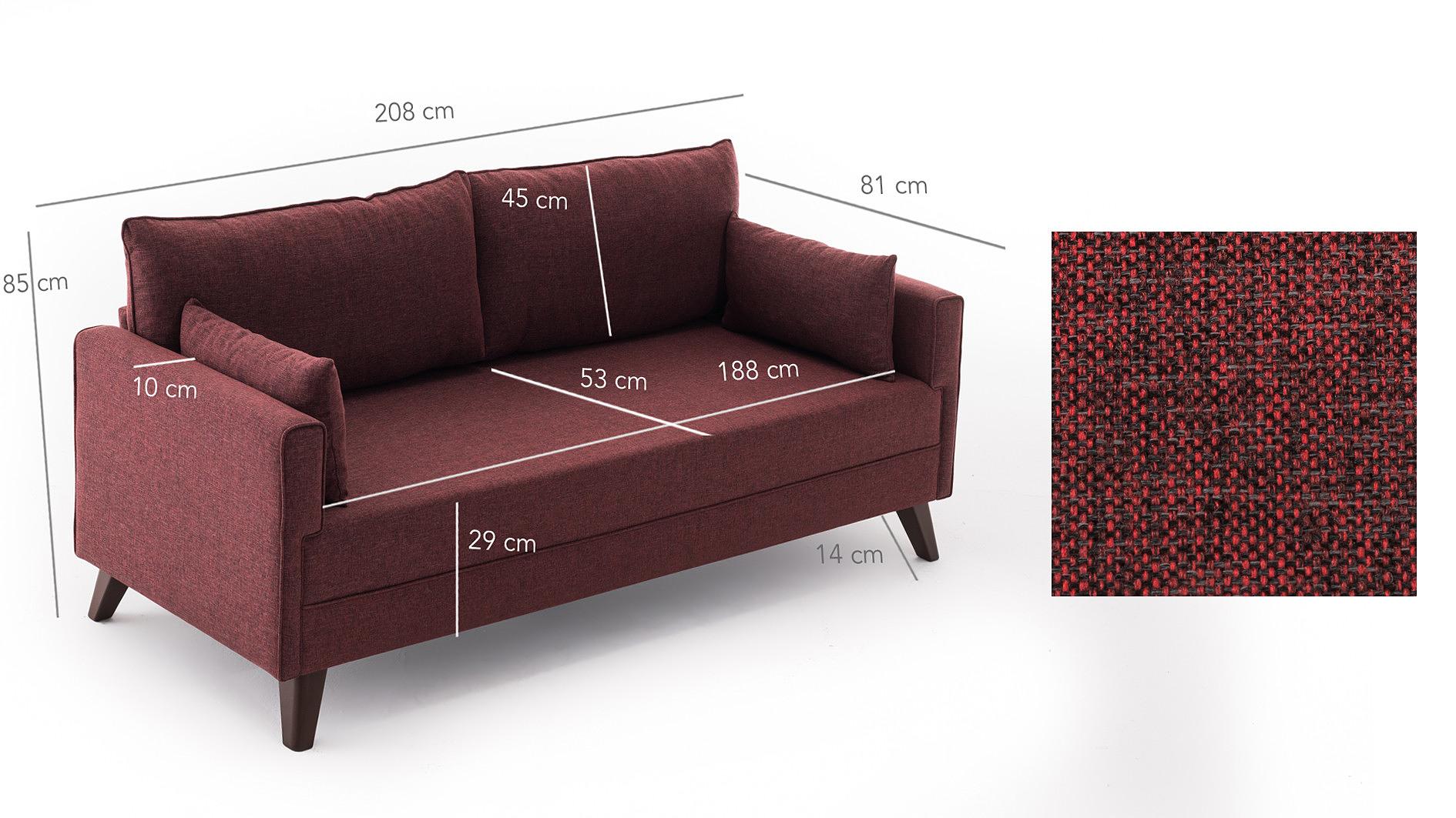 Bella Schlafsofa 3-Sitzer Rot 6