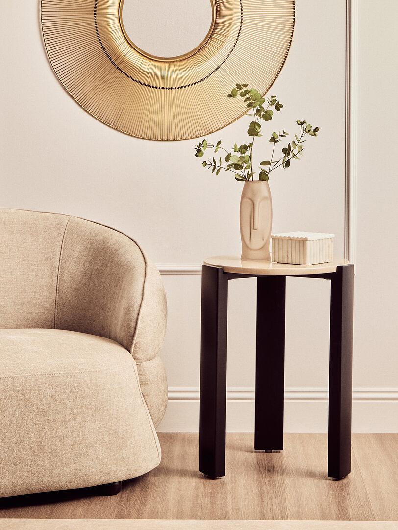 Palermo Round Side Table Marble Cream Black 0