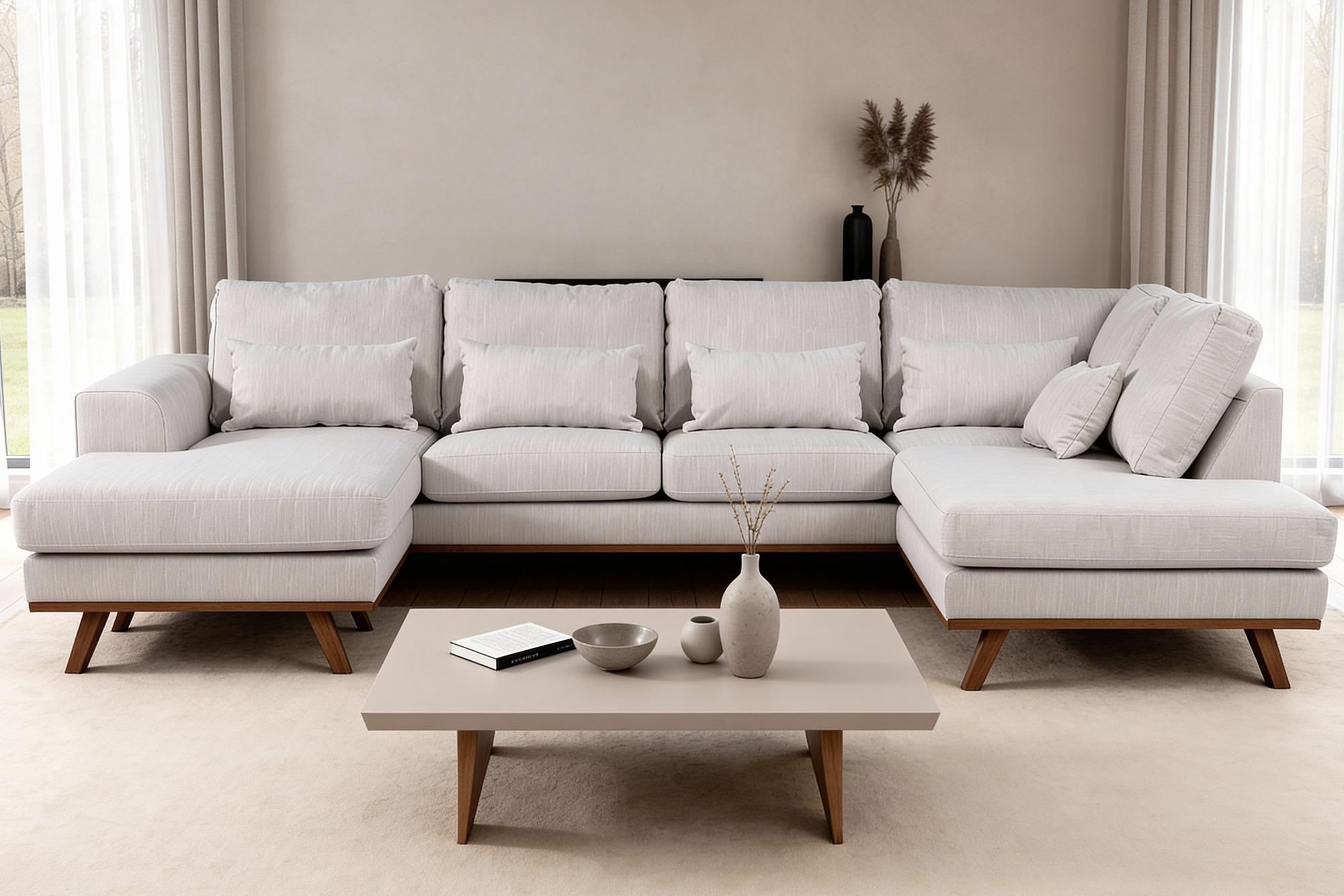 Ecksofa Japandi 3-Sitzer Rechts Beige 11
