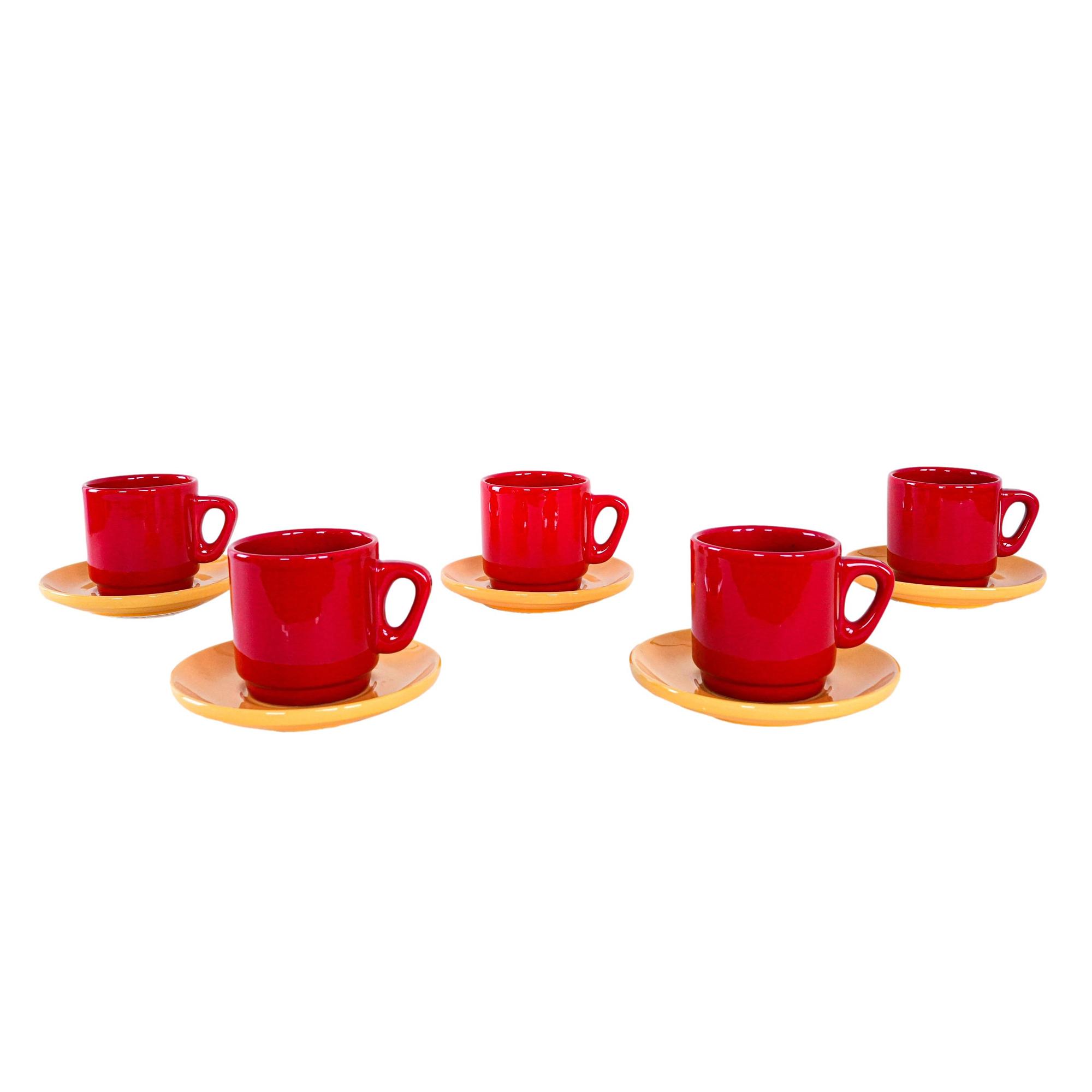 Ceramic Mug Set Red 1980s 0