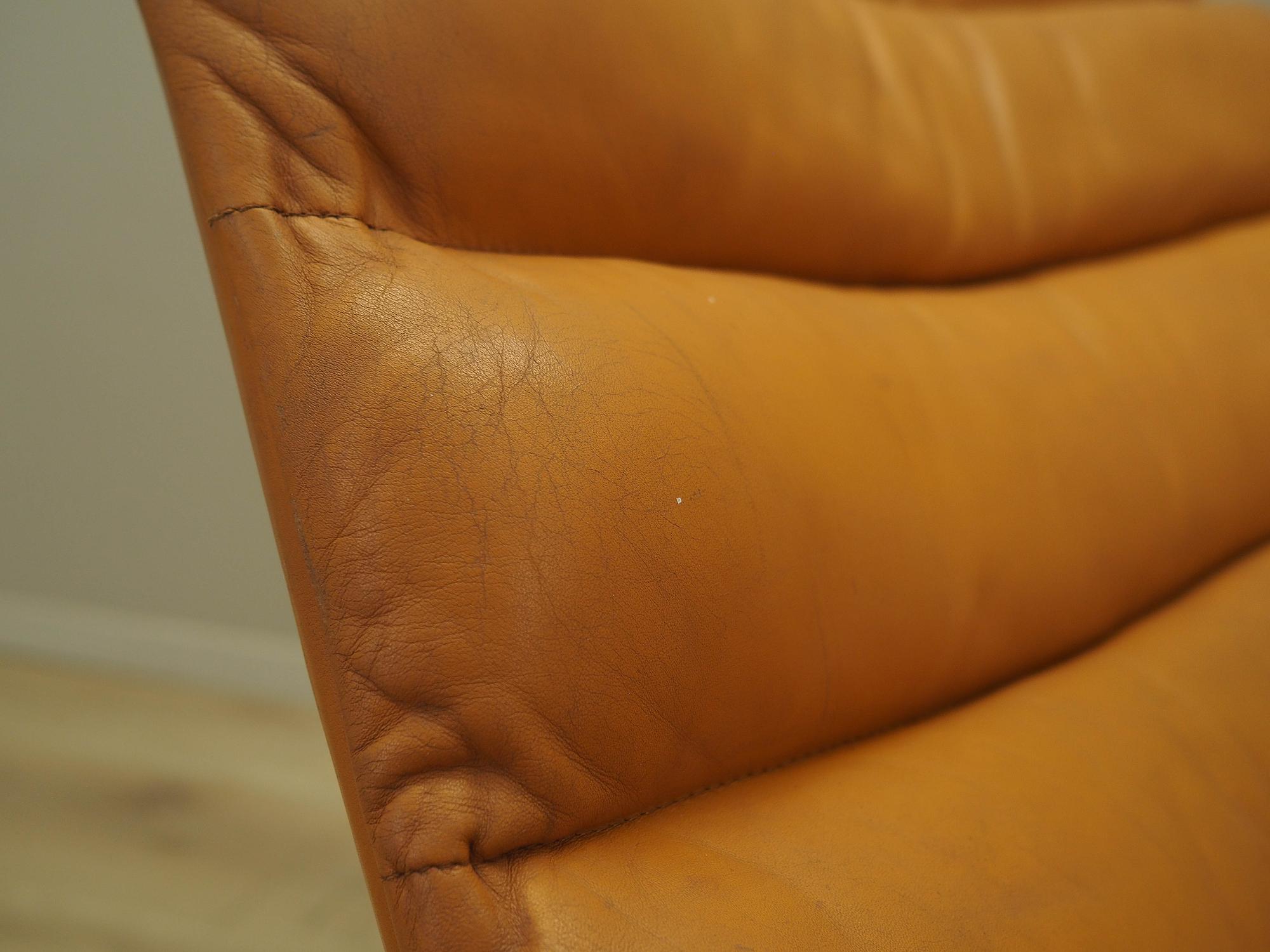 Lounge Chair Metal Leather Orange 1960s 14