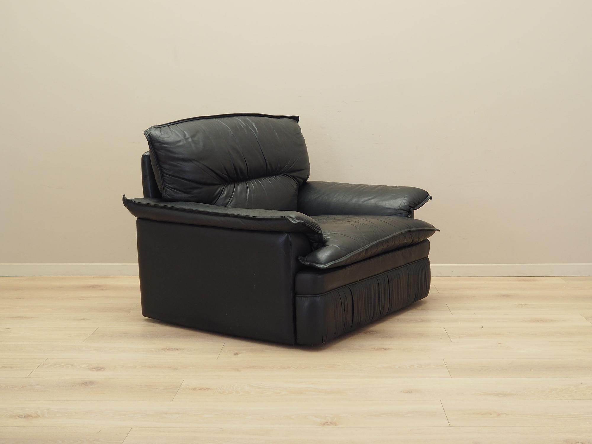 Armchair Leather Black 1960s 10