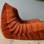 Togo Armchair and Ottoman Set Velvet Amber-Orange 4