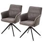 Armchair YEVOY Set of 2 Microfiber Iron Dark Grey 1