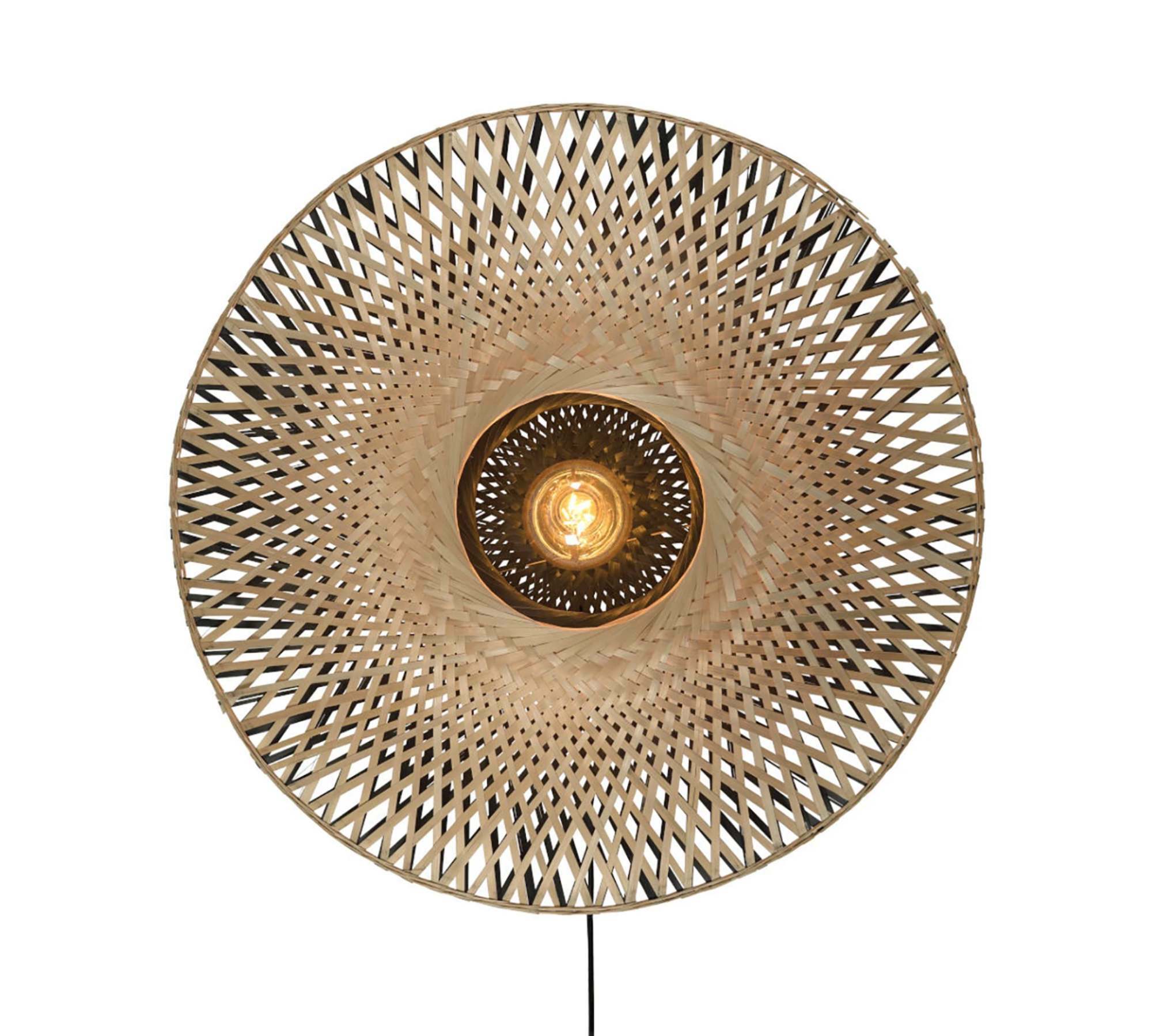 Große Wandleuchte 1-flammig Bambusholz 87cm Durchmesser 0