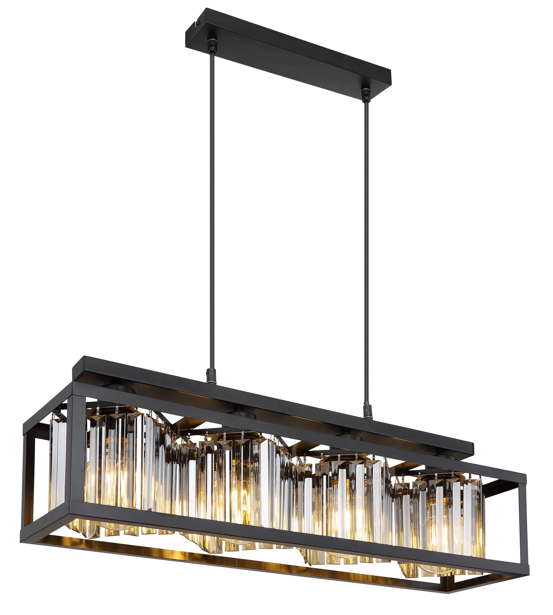 4-Flame Pendant Lamp Mathilde Smoked Glass Iron 4