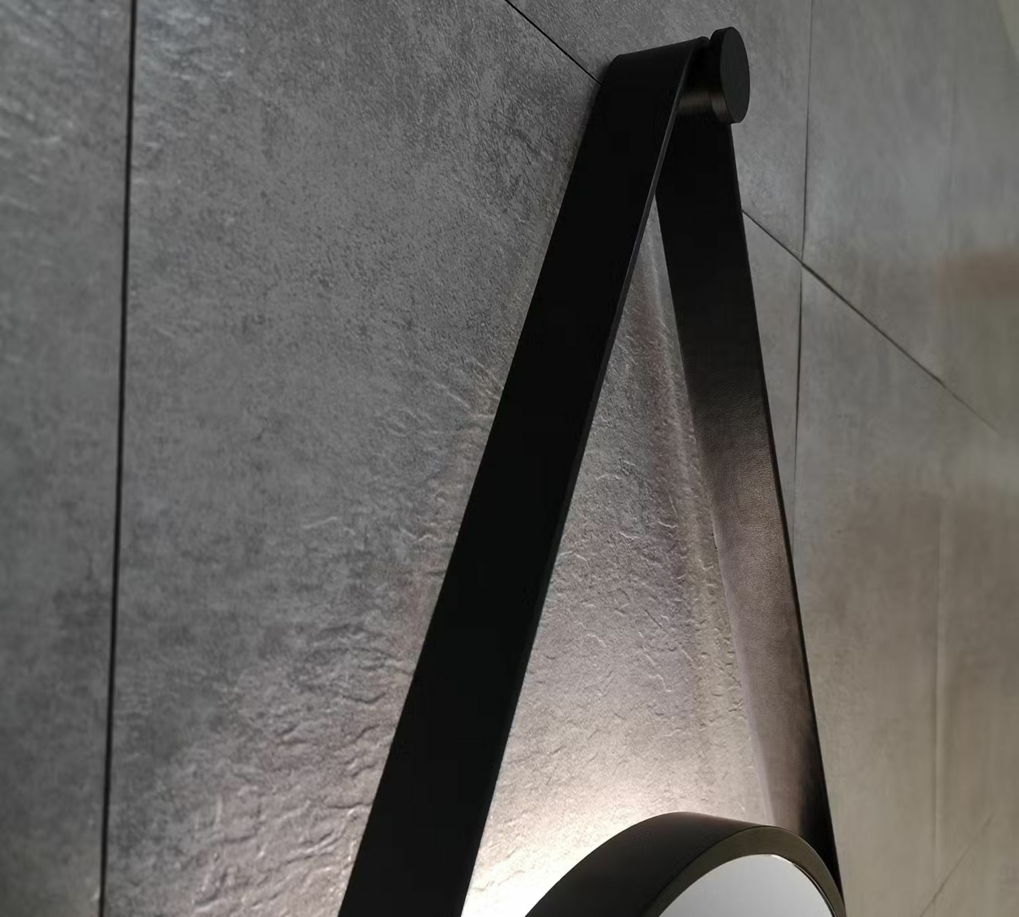 Mirror with lighting aluminum faux leather black 4