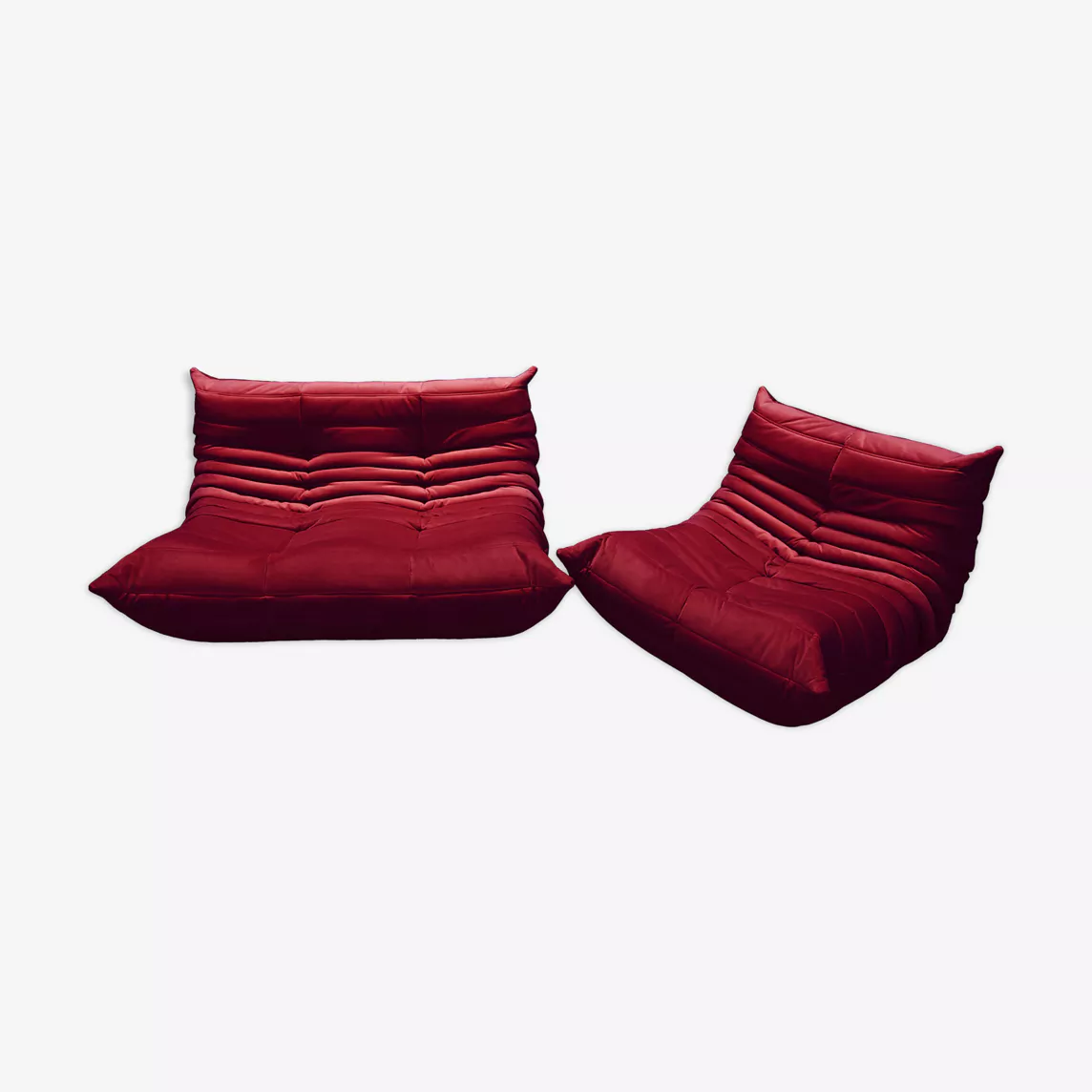 Togo Lounge Set 2-piece Velvet Burgundy 0