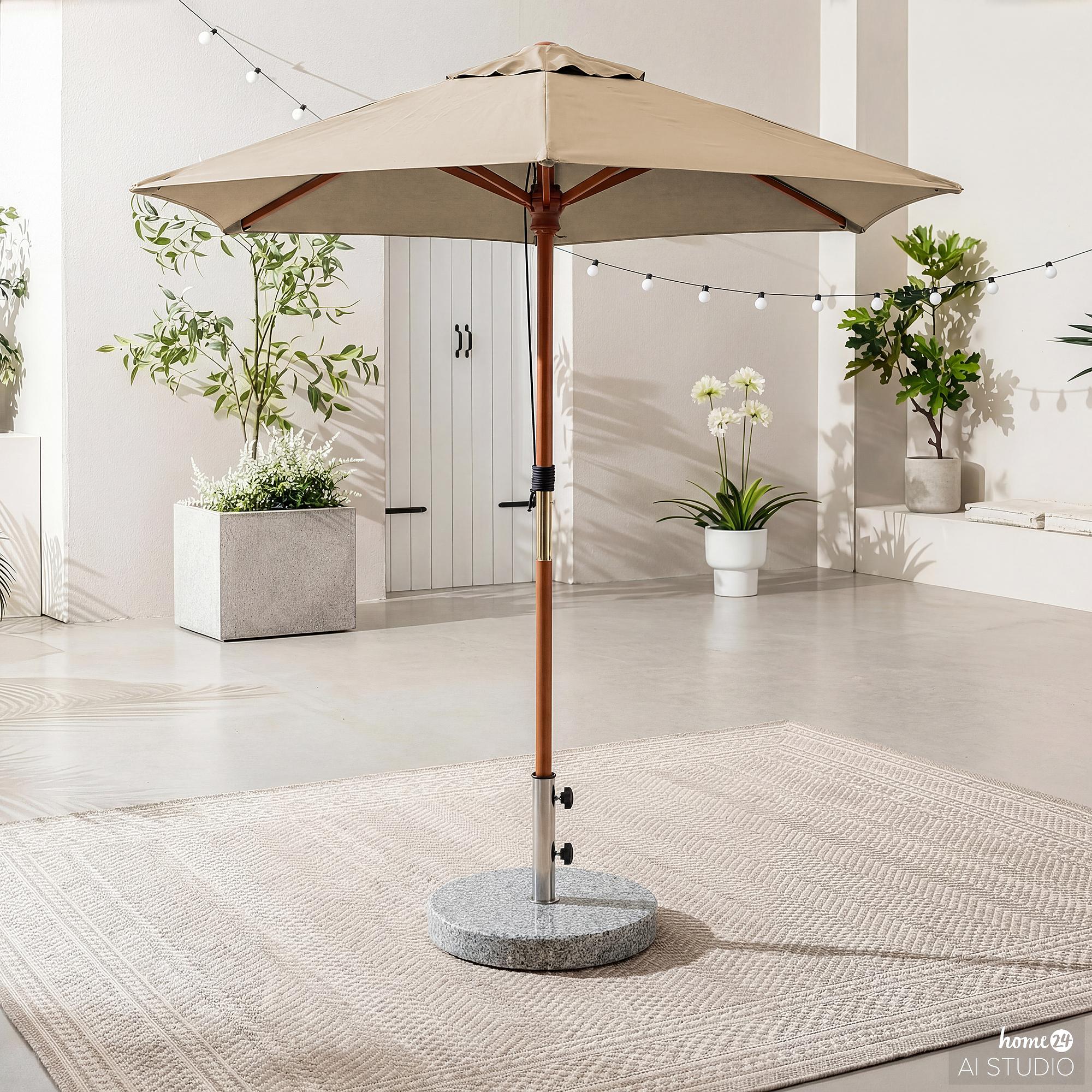 Sonnenschirm Sombrilla Eukalyptus Massiv Beige 1