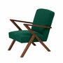 Retrostar Sessel New Life Nussbaum Beizung Opalgrün 1