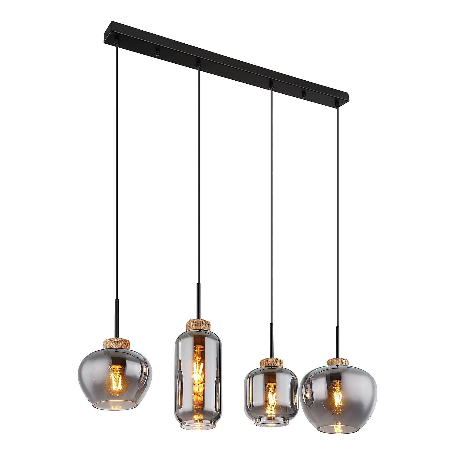 4-burner pendant light Matt Type B colored glass Iron 4