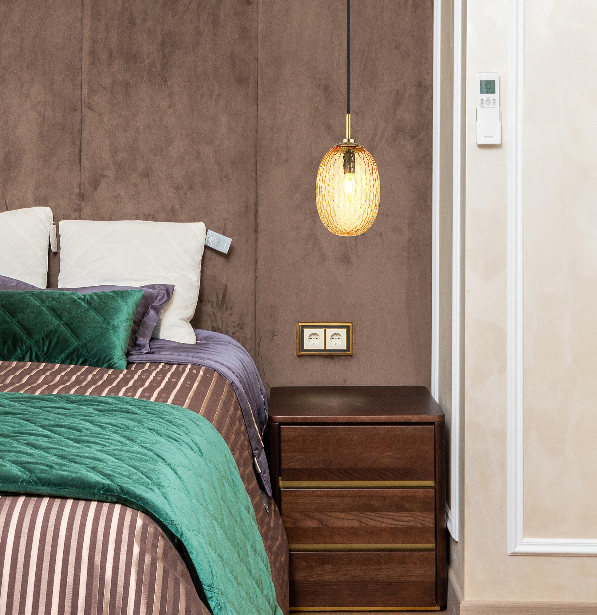 Pendelleuchte Devin Typ C Farbglas Eisen Beige 2