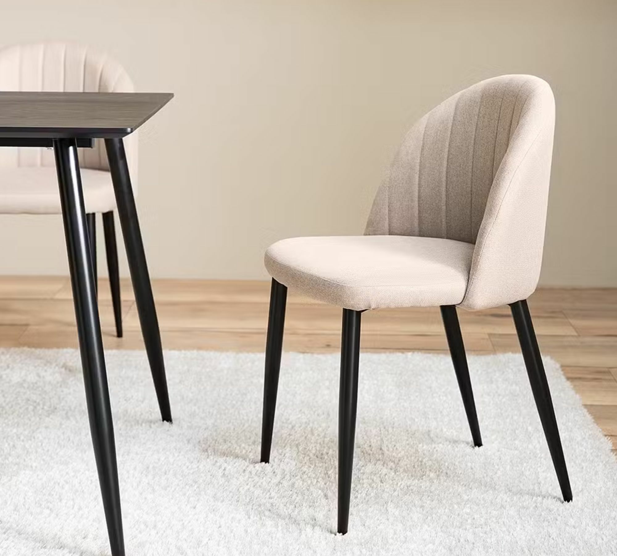 2x Upholstered chair fabric iron beige 5